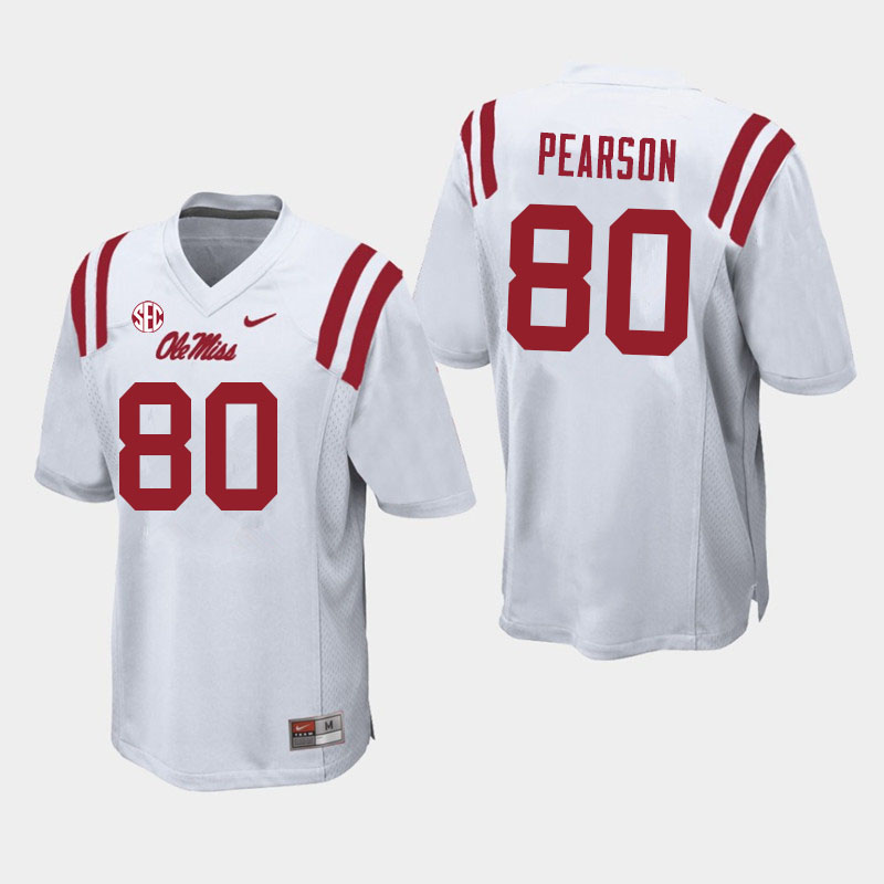 Men #80 Jahcour Pearson Ole Miss Rebels College Football Jerseys Sale-White